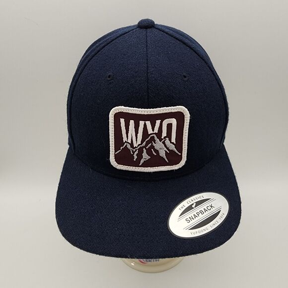 Go Slo Americana Mountain Range Patch Logo Snap Back Hat Cap Blue Wool Blend - Picture 1 of 9